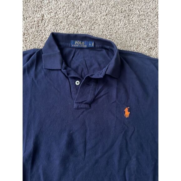 Ralph Lauren Navy Polo Shirt Orange Horse Size L - Picture 1 of 3